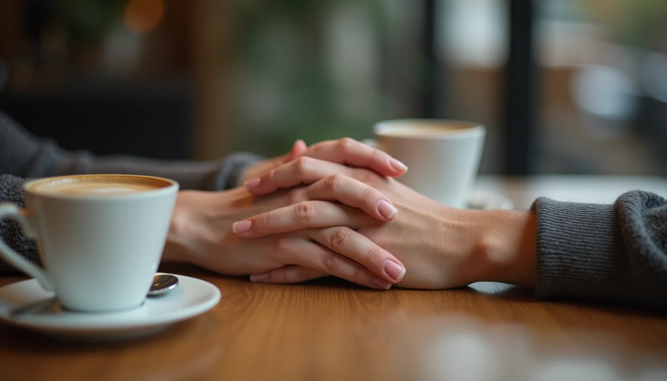 café, rendez-vous, mains, ambiance urbaine et nightlife, lieux et lifestyle